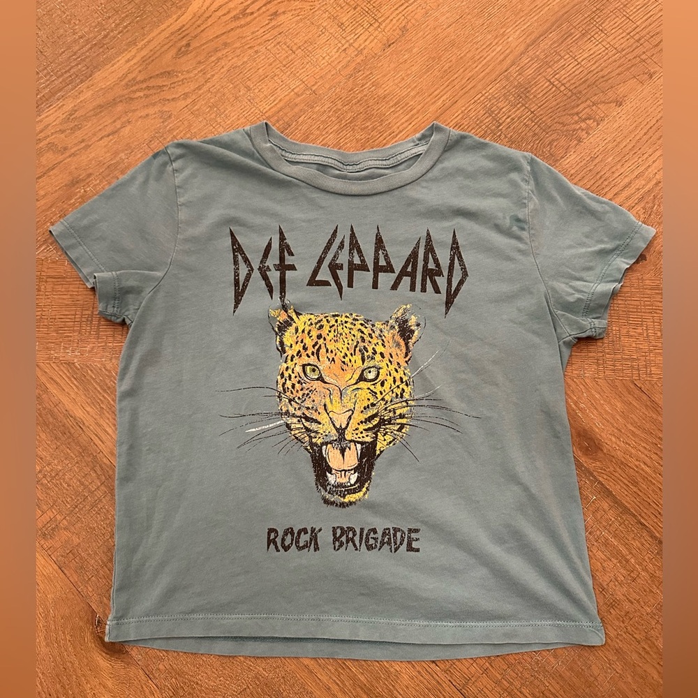 Def Leppard Rock Brigade Leopard Tee Size S Blue-Green